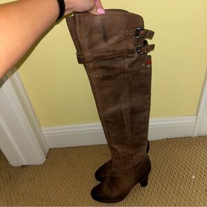 Sam Edelman Brown Over the Knee Boots with Chunky Heel